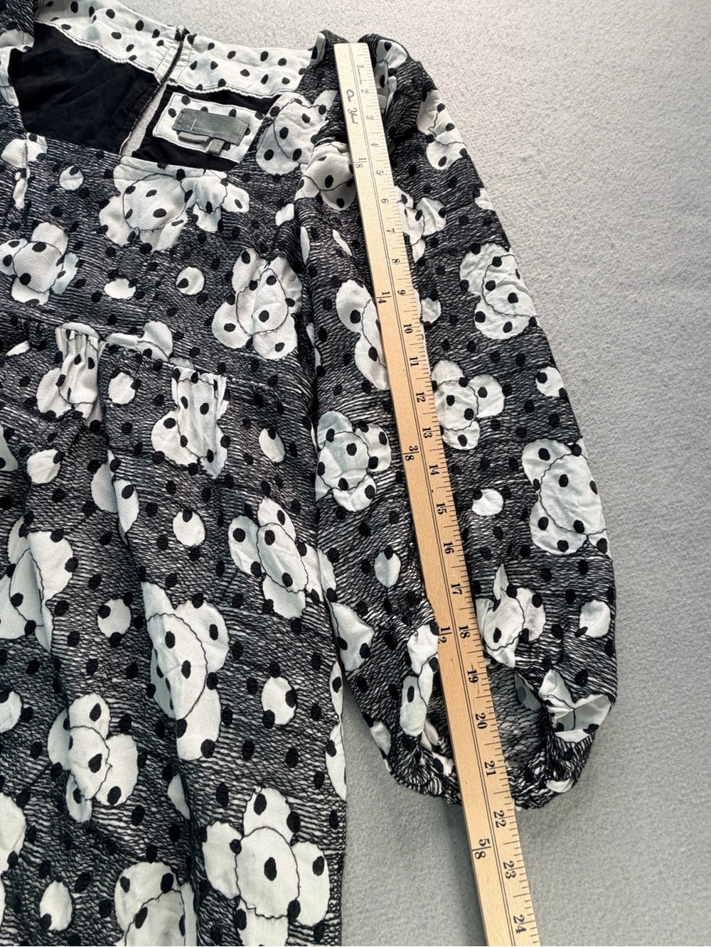 Anthropologie Jane Textured Babydoll Dress Womens Size 6 Embroidered Polka Dot - Picture 9 of 15